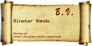 Bineter Vanda névjegykártya